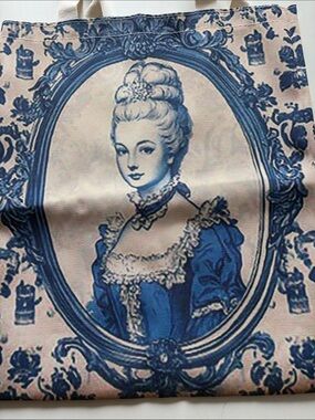 Blue and Cream Portrait Tote Bag